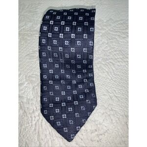 Barneys New York Tie Mens Blue Geometric 100% Silk‎ Made Italy Necktie 61x3.5